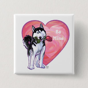 Badge Carré 5 Cm Husky Valentine's Day