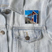 Badge Carré 5 Cm Huttes 3 de plage (En situation)
