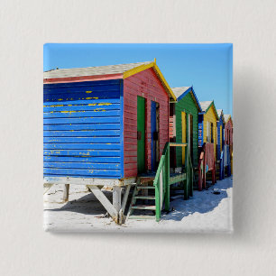Badge Carré 5 Cm Huttes colorées de plage