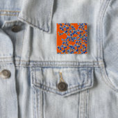 Badge Carré 5 Cm hydrangea orange et bleu (En situation)