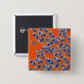 Badge Carré 5 Cm hydrangea orange et bleu (Devant & derrière)