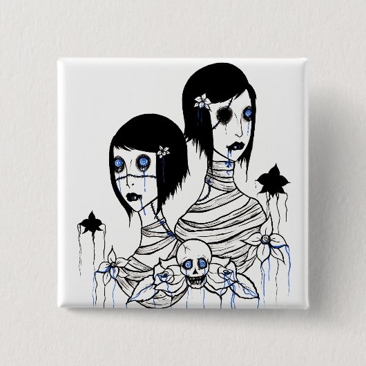 Badge Carré 5 Cm Hypnobloodflowers I (Devant)