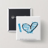 Badge Carré 5 Cm I Aqua de graffiti de coeur (Devant & derrière)