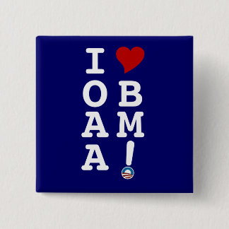 Badge Carré 5 Cm I bouton d'OBAMA de COEUR