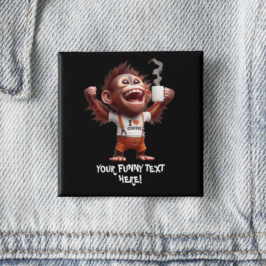 Badge Carré 5 Cm I ♥ café