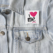 Badge Carré 5 Cm I coeur je magenta (En situation)