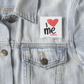 Badge Carré 5 Cm I coeur je rose (En situation)