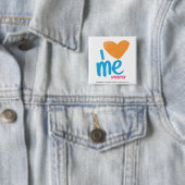 Badge Carré 5 Cm I coeur j'orange/Aqua (En situation)