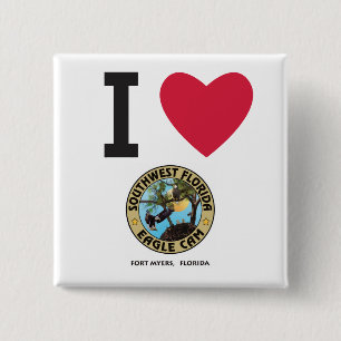 Badge Carré 5 Cm I COEUR la came de la Floride Eagle de sud-ouest