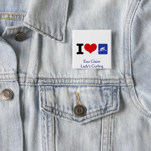 Badge Carré 5 Cm I Heart Curling (En situation)