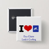 Badge Carré 5 Cm I Heart Curling (Devant & derrière)