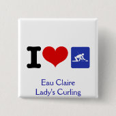 Badge Carré 5 Cm I Heart Curling (Devant)