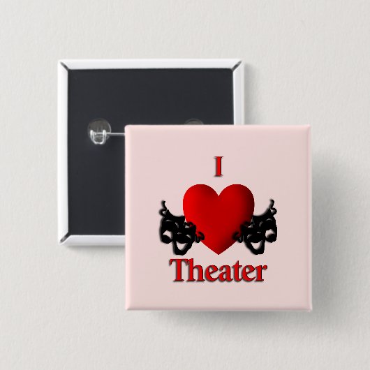 Badge Carré 5 Cm I Heart Theater Pink (Devant & derrière)
