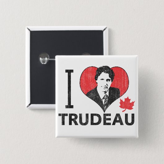 Badge Carré 5 Cm I Heart Trudeau (Devant & derrière)