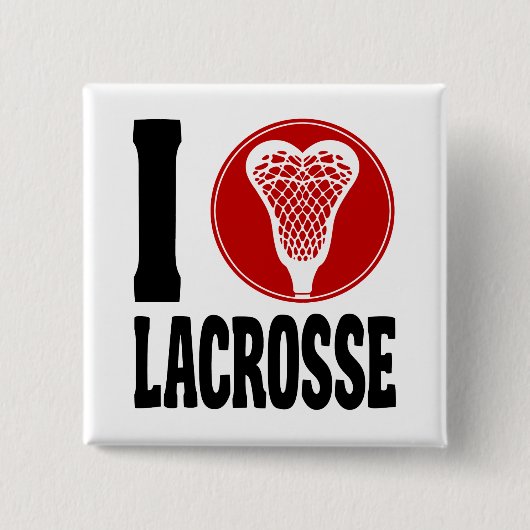 Badge Carré 5 Cm I lacrosse de coeur (Devant)
