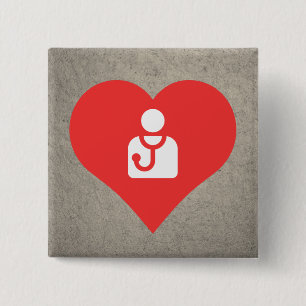 Badge Carré 5 Cm I le coeur soigne Icon