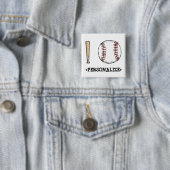 Badge Carré 5 Cm I Love (Baseball),<PERSONALIZE> (En situation)