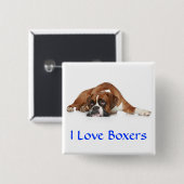 Badge Carré 5 Cm I Love Boxers Pin (Devant & derrière)