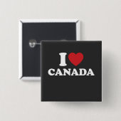 Badge Carré 5 Cm I Love Canada (Devant & derrière)