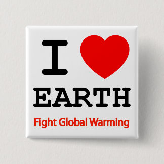 Badge Carré 5 Cm I Love Earth Fight Réchauffement climatique