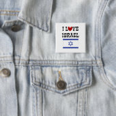 Badge Carré 5 Cm I Love Israel, design populaire (En situation)
