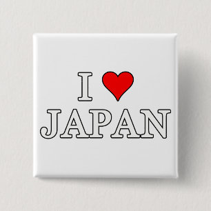 Badge Carré 5 Cm I Love Japan
