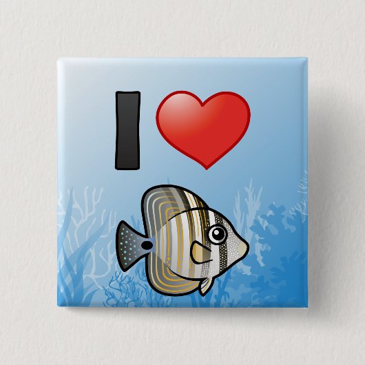 Badge Carré 5 Cm I Love Mer Rouge Sailfin Tang (Devant)