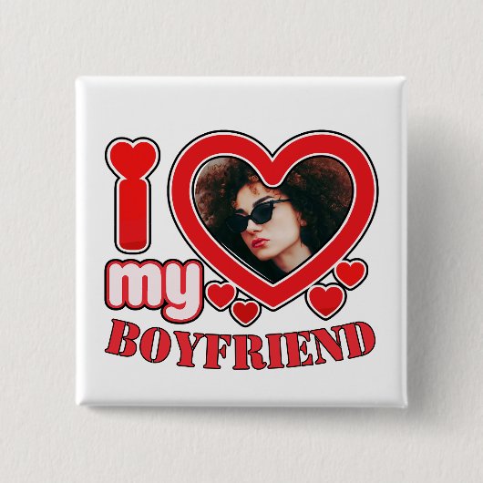 Badge Carré 5 Cm I Love My Boyfriend (Devant)