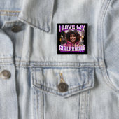 Badge Carré 5 Cm I Love My Girlfriend Bootleg Rapper Photo (En situation)
