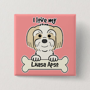 Badge Carré 5 Cm I Love My Lhasa Apso