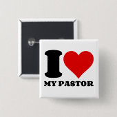 BADGE CARRÉ 5 CM I LOVE MY PASTOR (Devant & derrière)