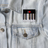 Badge Carré 5 Cm I Love Piano (En situation)