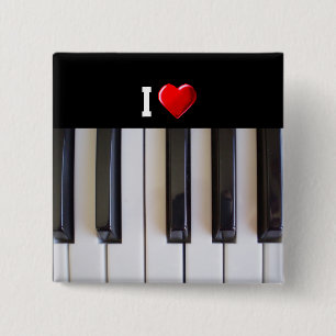 Badge Carré 5 Cm I Love Piano
