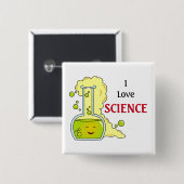 Badge Carré 5 Cm I Love Science Chimie Flask (Devant & derrière)