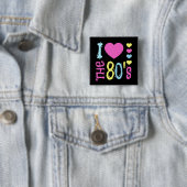Badge Carré 5 Cm I Love the 80s Disco Costume (En situation)