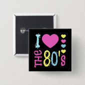 Badge Carré 5 Cm I Love the 80s Disco Costume (Devant & derrière)