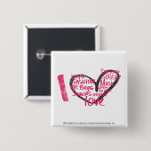 Badge Carré 5 Cm I magenta de graffiti de coeur (Devant & derrière)