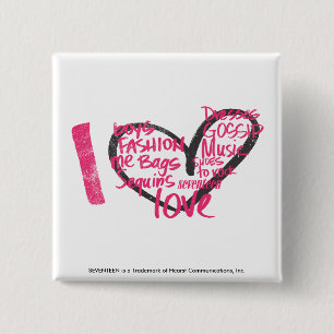 Badge Carré 5 Cm I magenta de graffiti de coeur