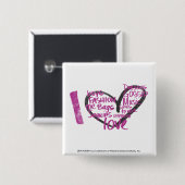 Badge Carré 5 Cm I pourpre de graffiti de coeur (Devant & derrière)