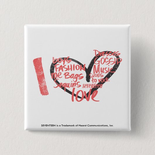 Badge Carré 5 Cm I rose de graffiti de coeur (Devant)