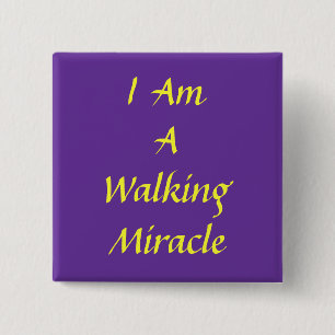 Badge Carré 5 Cm I, suis, A, marchant, miracle