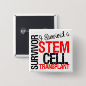 Badge Carré 5 Cm I Survived a Stem Cell Transplant (rouge) (Devant & derrière)
