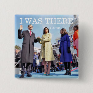 Badge Carré 5 Cm I WAS THERE : La famille Obama à la cérémonie inau