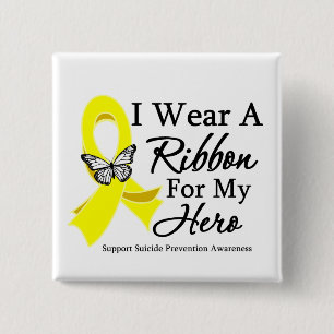 Badge Carré 5 Cm I Wear a Ribbon HERO Suicide Prevention