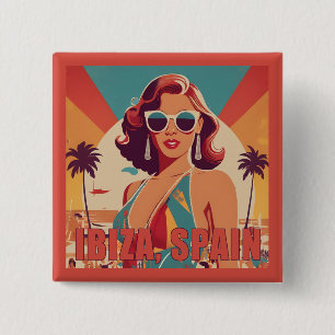 Badge Carré 5 Cm Ibiza, Espagne Affiche de voyage