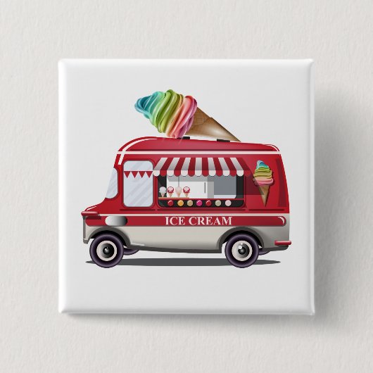 Badge Carré 5 Cm Ice Cream Truck button (Devant)