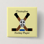 Badge Carré 5 Cm Ice Hockey Design Personalised (Devant)
