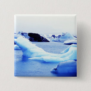 Badge Carré 5 Cm Icebergs à la lagune de Jokulsarlon