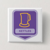 Badge Carré 5 Cm Icône de bouilloires violettes et jaunes modernes (Devant)