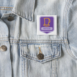 Badge Carré 5 Cm Icône de bouilloires violettes et jaunes modernes